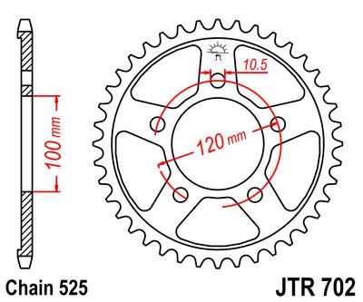 ACHTER TANDWIEL Aprilia RSV 1000 2001 - 2003