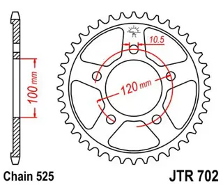 ACHTER TANDWIEL Aprilia RSV 1000 2001 - 2003