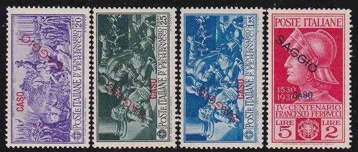 Italiaanse Egeïsche Eilanden - Caso 1930 - Francesco Ferrucci, 4 valori con soprastampa SAGGIO - sassone 12-13-15-16