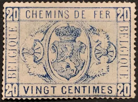 België 1879/1882 - Spoorwegzegel Rijkswapen - 1e emissie - 20 centimes Blauw - Mooie centrage - OBP TR2