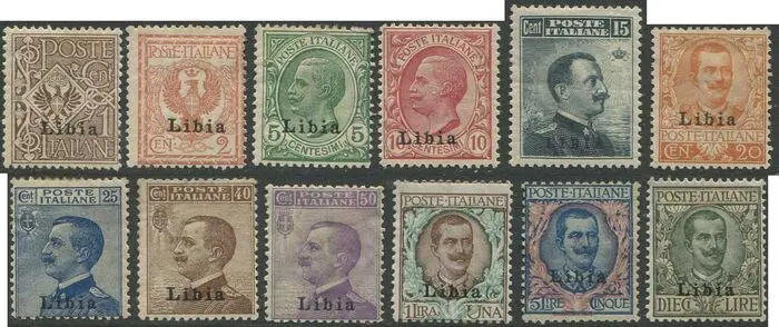 Italiaans Libië 1912 - Prima emissione definitiva, 12 valori - sassone 1/12