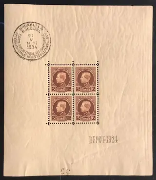 België 1924 - Blok 1 - Montenez 5 fr Bruin - POSTFRIS - Prachtig - OBP BL1