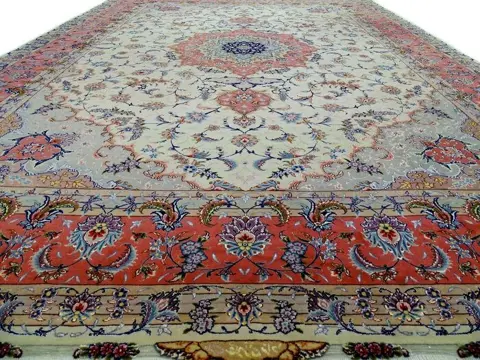 Tabriz met Zijde - Gereinigd Vloerkleed - 360 cm - 252 cm