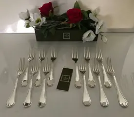 Christofle - dinervorken (12) - Verzilverd - Modèle Albi