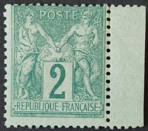 Frankrijk 1876 - ‘Sage’ type II, ‘N under U’, 2 centimes green - Yvert 74