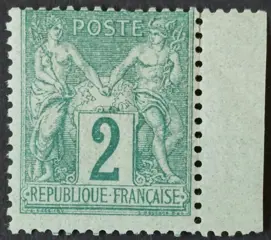 Frankrijk 1876 - ‘Sage’ type II, ‘N under U’, 2 centimes green - Yvert 74
