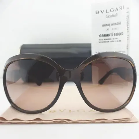 Bulgari - Havana Brown and Gold Tone Temple Detail -