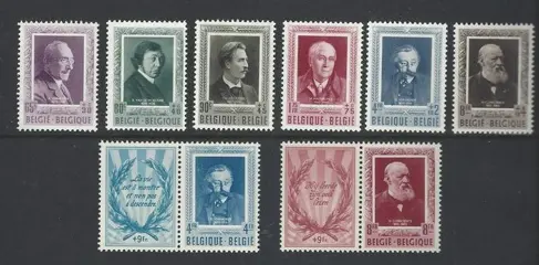 België 1952 - reeks Schrijvers en tweeluiken - OBP/COB 892/97 en 898/99