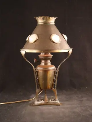 Antieke koperen Jugendstil lamp