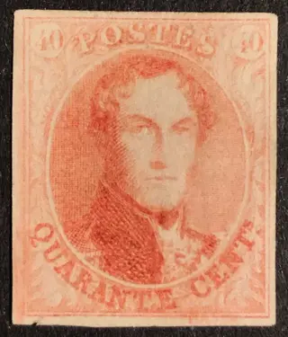 België 1861 - Leopold I Medaillon 40 centimes - Nuance Karmijnrose - Mooie Marges - OBP 12a