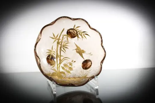 Art nouveau schaal - decor Japonisme op zuur geëtste