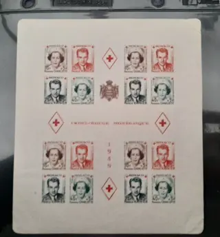 Monaco 1949 - “Croix Rouge” (Red Cross) block, imperforate - Yvert Bloc 3B