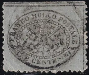 Italiaanse oude staten - Pauselijke Staat 1868 - III^ Em. 3 c. grigio centrato Bdf usato raro periziato - Sassone n.24