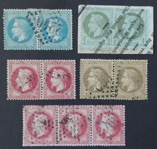 Frankrijk - Napoleon III with laurels, lot stamps in strips