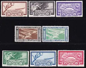 Italiaans Tripolitanië 1933 - Zeppelin and Italo Balbo cruises, 8 values - sassone 22/29