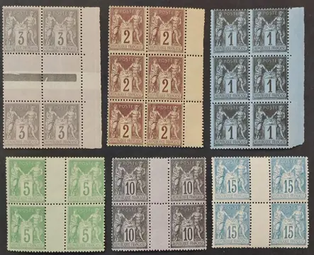 Frankrijk - ‘Sage’, lot of 6 blocks, deluxe stamps** - Yvert 83, 85, 87, 90, 102 et 103