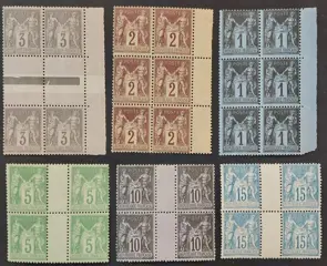 Frankrijk - ‘Sage’, lot of 6 blocks, deluxe stamps** - Yvert 83, 85, 87, 90, 102 et 103