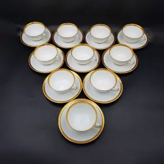 Bernardaud - 10 Koffie kop en schotels - Porselein