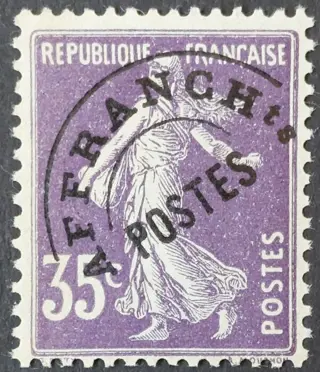 Frankrijk 1922/47 - Postmarked Semeuse full background, 35 c. violet - Yvert préoblitéré 62