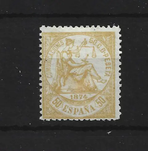 Spanje 1874 - 50 cts, Allegory, signed by Gálvez - Edifil 149
