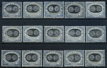 San Marino 1931 - Postage due, ‘masks’; complete set of 15 values with very good centring. Extremely fine - Sassone N. 32/46