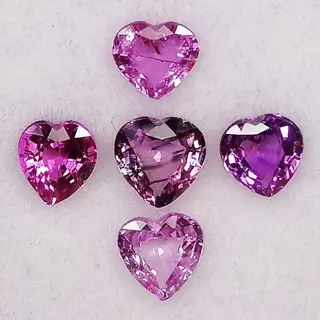 5 pcsroze saffier - 1.88 ct