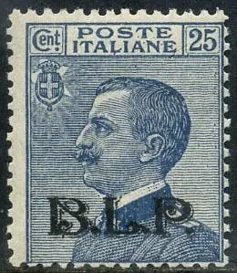 Italië 1922 - BLP 25 c. azzurro con soprastampa litografica del II tipo. Certificato. - Sassone N. 8