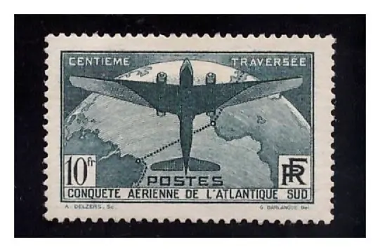 Frankrijk 1936 - South Atlantic crossing, 10 francs dark green, mint**, original gum