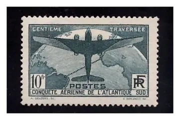 Frankrijk 1936 - South Atlantic crossing, 10 francs dark green, mint**, original gum