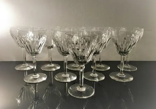 Val Saint Lambert - Grote geslepen kristallen wijnglazen -
