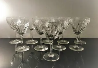Val Saint Lambert - Grote geslepen kristallen wijnglazen -