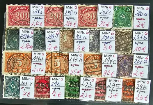 Duitse Rijk 1917/1923 - Beautiful batch of cancelled and expertised stamps - Michel MiNr. 101 a - 296