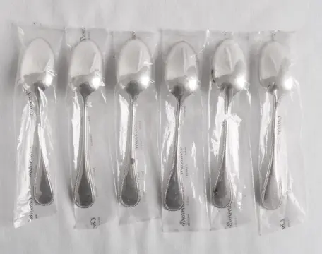 Christofle - 6 eetlepels in blister - Verzilverd - Perles