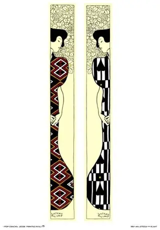 Gustav Klimt - Pareja de Geishas Japonesas- Frisos Altos -