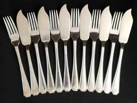 Lee &amp; Wigfull - Visbestek, Visservies (12) -