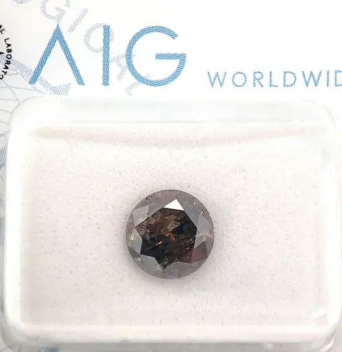 Diamant - 1.09 ct - Rond - Fancy Deep Orangy Brown - P3