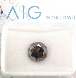 Diamant - 1.09 ct - Rond - Fancy Deep Orangy Brown - P3