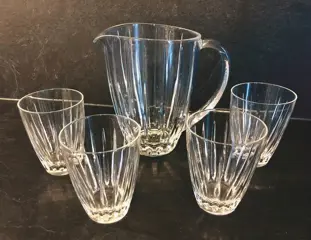 Wedgwood - Waterkan / kan met 4 glazen (5) - Kristal -