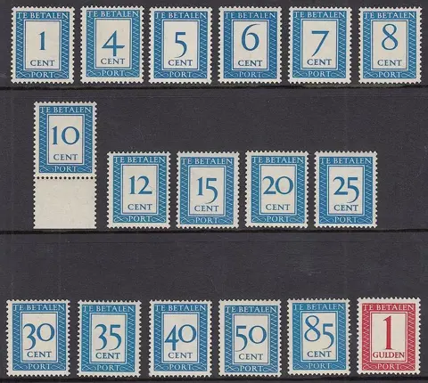 Nederland 1947 - Portzegels, met verticaal watermerk - NVPH P80a/105a