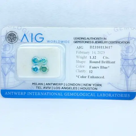 4 pcs Diamant - 1.32 ct - Rond - fancy blauw - I2 *No