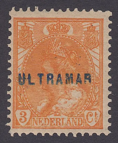 Nederland 1899 - Koningin Wilhelmina, type 'Bontkraag' met Portugees handstempel ULTRAMAR - NVPH 56
