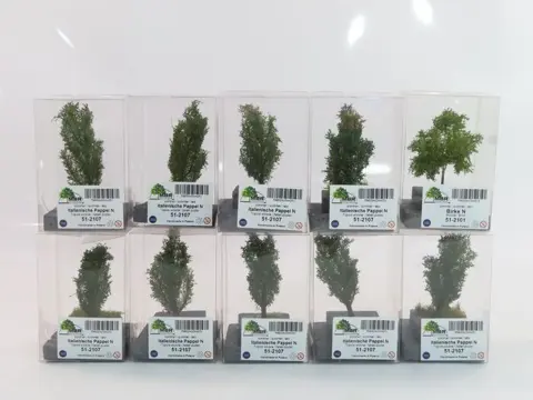 MBR model N - 51-2101/51-2107 - Landschap - 9 Italiaanse populieren en 1 berk