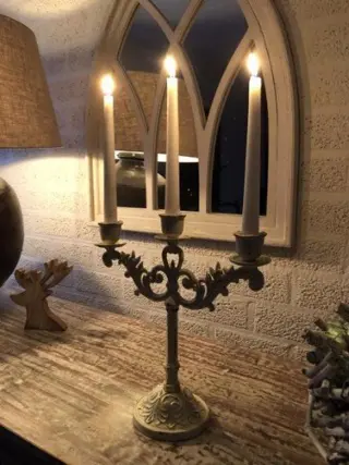 Kandelaar 3 armig , kaars , kado