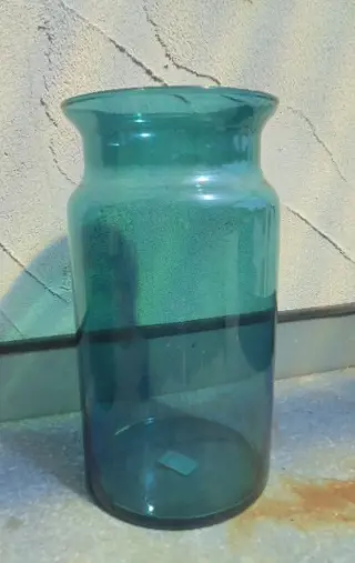 VAAS GLAS MELKBUS TURQUOISE 29 CM DIA 16 CM NIEUW