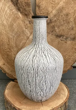 FLESSEN VAAS WHITE HANDPAINTED GROOT NIEUW