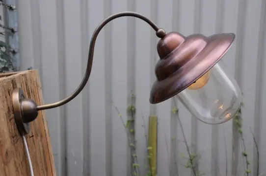 Wandlamp, koperenlamp , lamp messing en glas.