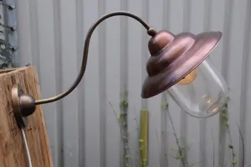 Wandlamp, koperenlamp , lamp messing en glas.