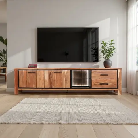 Industrieel tv meubel mangohout of acaciahout | Houtmijn