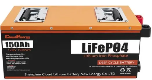 Cloudenergy 12V 150Ah LiFePO4 Battery Pack Backup Power