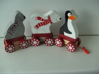 HOUTEN TREINTJE MET POOL DIEREN GROOT NIEUW